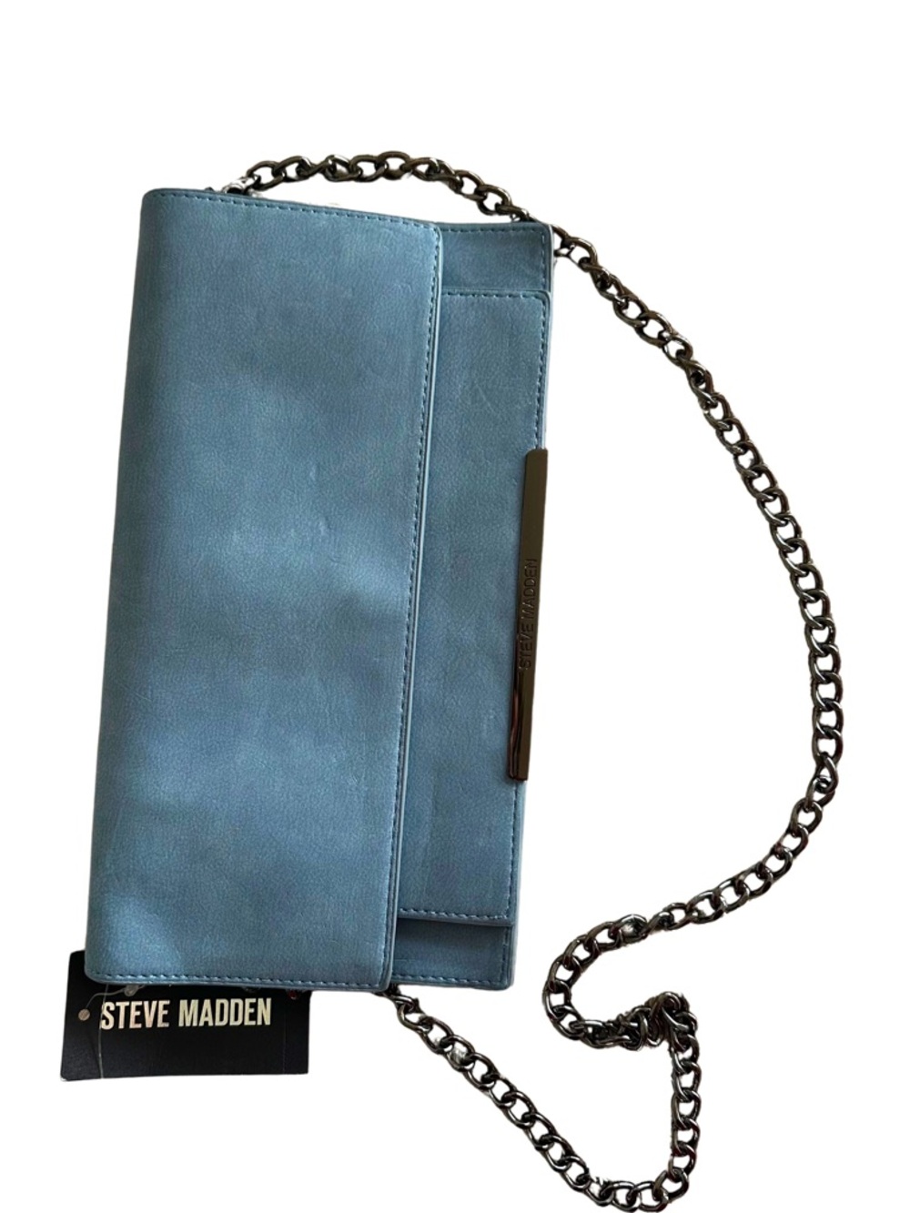 Steve Madden Light Blue Suede Clutch & Crossbody Bag | New